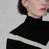 V Line High Neck Sweater_Black