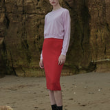 Straight Midi Skirt_Red