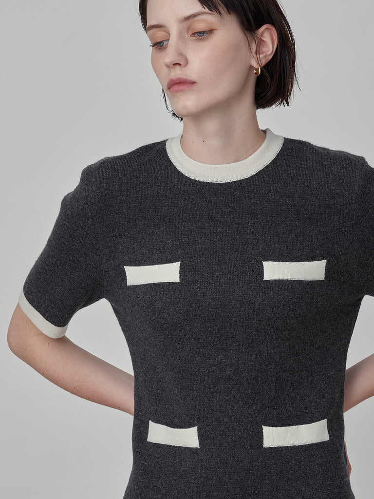 Color Block Shortsleeve Dress_Graphite