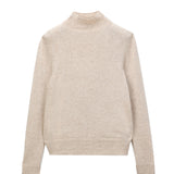 Simple High Neck Sweater_Oatmeal