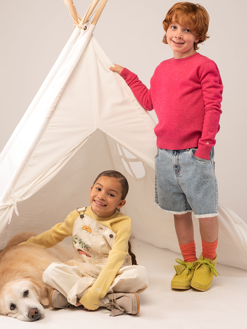 CharmWM Girls Crochet Long Sleeve Crewneck Pullover Sweaters Kids Fall Winter Knit Jumper Tops Beige White