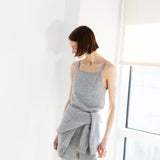 Brushed Sleeveless Top and Cardigan Set_Grey Pearl