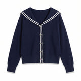 Cashmere Sailor Collar Cardigan_Navy/Ivory