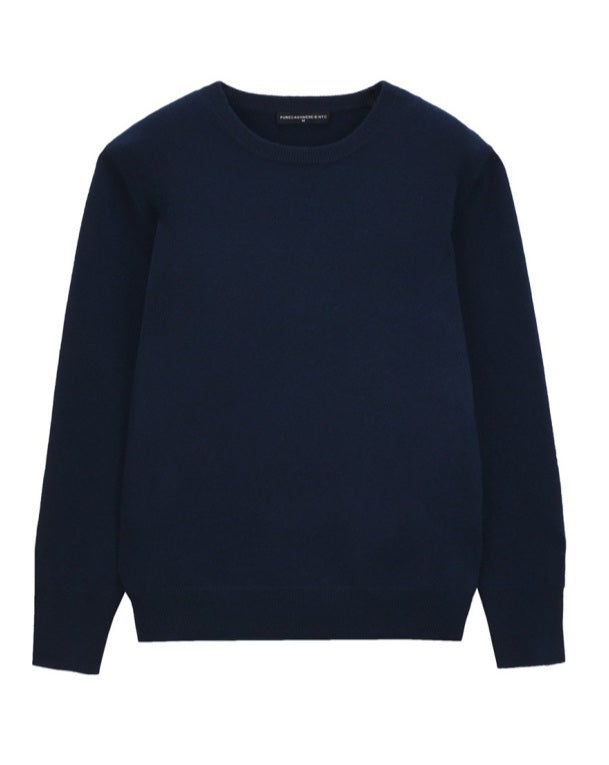 Classic Crew Neck Sweater - Navy - Pure Cashmere NYC - image 3