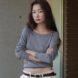 [MJ Collection]Cashmere Blended Boatneck T-Shirt
