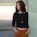 [MJ Collection]Cashmere Blended Boatneck T-Shirt