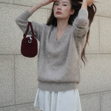 [MJ Collection]Brushed Cashmere V Neck Sweater