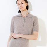Brushed Polo Shortsleeve_Taupe
