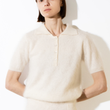 Brushed Polo Shortsleeve_Ivory