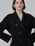 Cashmere Handmade Belted Double Coat_Black