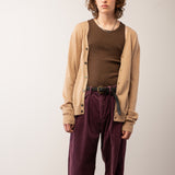 Men V Neck Cardigan_Camel