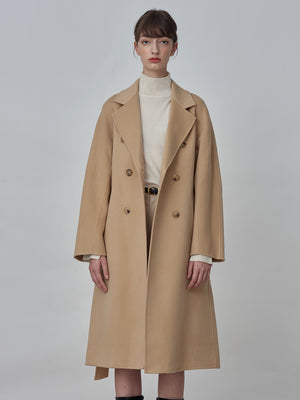 Cashmere Handmade Belted Double Coat_Camel