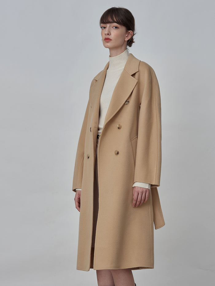 Cashmere Handmade Belted Double Coat_Camel