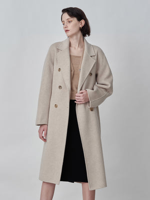 Cashmere Handmade Belted Double Coat_Oatmeal