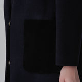 Cashmere Oversized Shearling Pocket Coat_Black