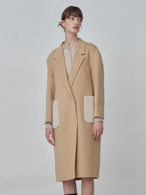 Cashmere Oversized Shearling Pocket Coat_Camel