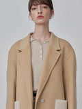 Cashmere Oversized Shearling Pocket Coat_Camel