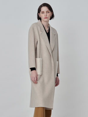 Cashmere Oversized Shearling Pocket Coat_Oatmeal