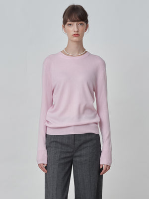 Classic Crew Neck Sweater_Pink Blush