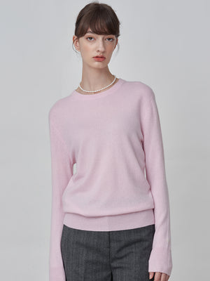 Classic Crew Neck Sweater_Pink Blush