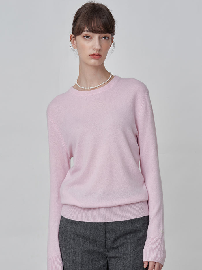 Classic Crew Neck Sweater_Pink Blush