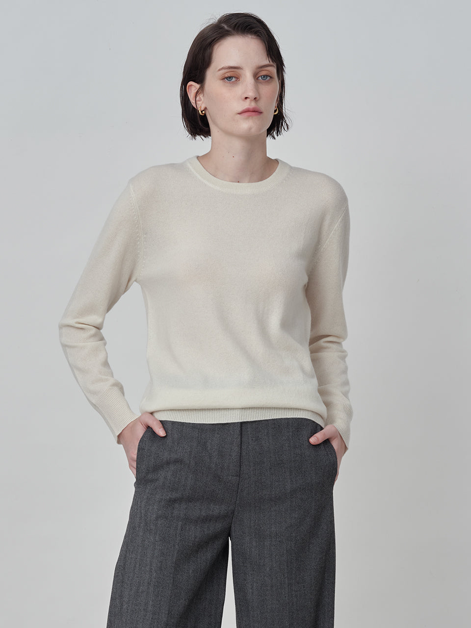 Classic Crew Neck Sweater_Vintage White