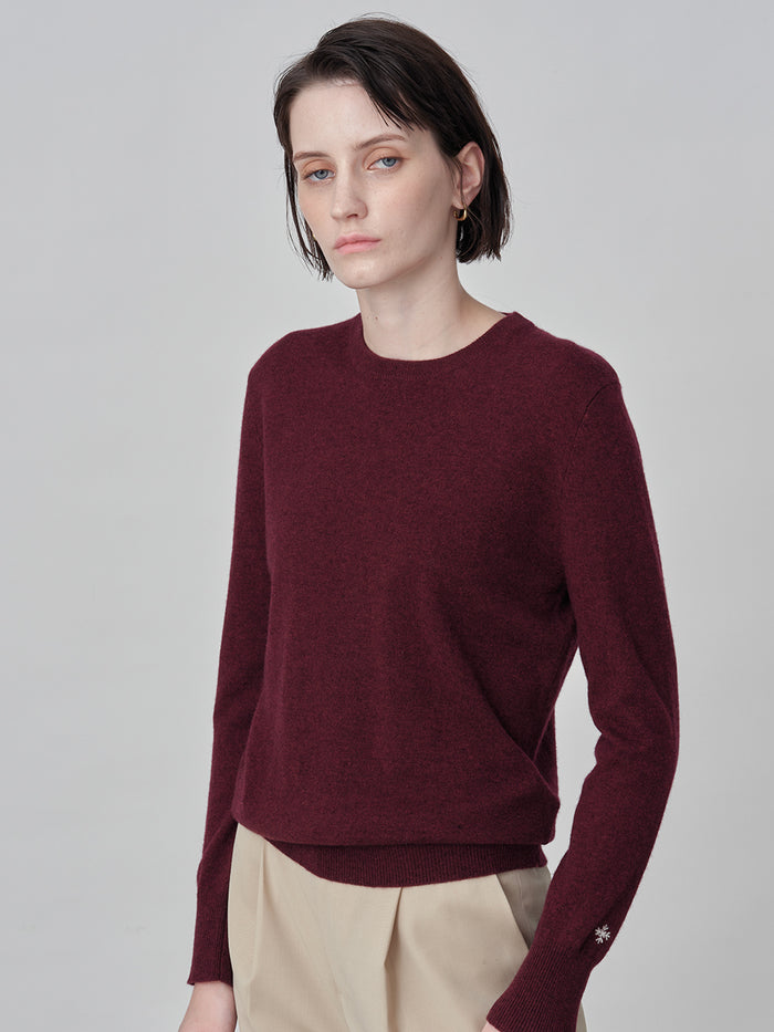 Classic Crew Neck Sweater_Burgundy
