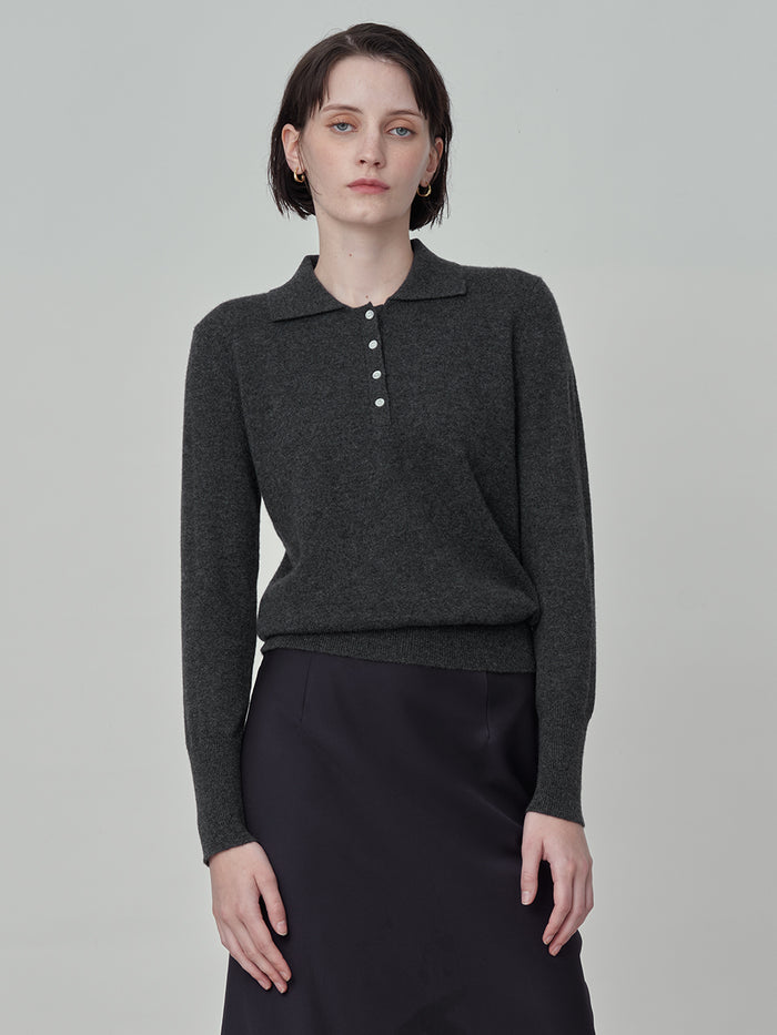 Classic Polo Sweater_Graphite