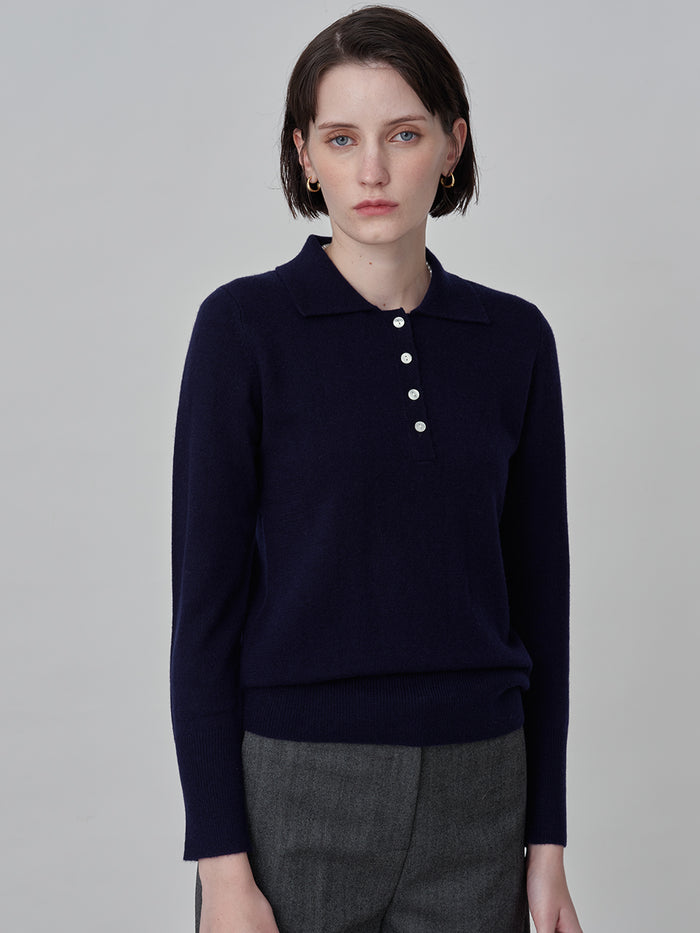 Classic Polo Sweater_Navy