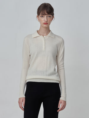 Classic Polo Sweater_Vintage White