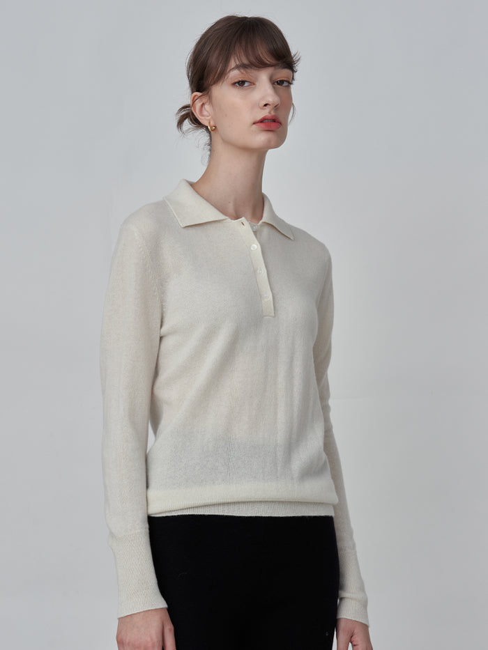 Classic Polo Sweater_Vintage White