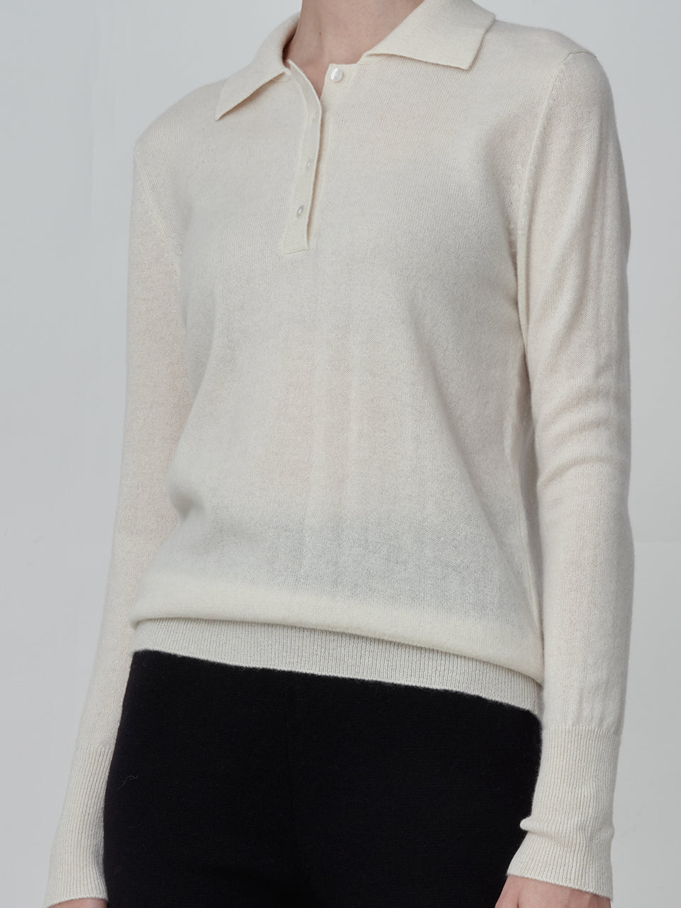 Classic Polo Sweater_Vintage White