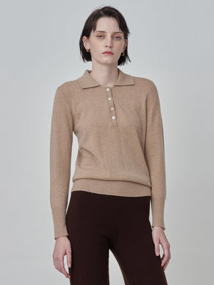 Classic Polo Sweater_Camel