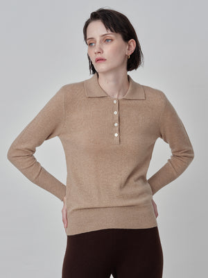 Classic Polo Sweater_Camel