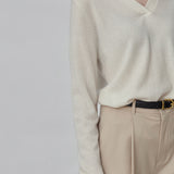 Deep V Neck Sweater_Vintage White