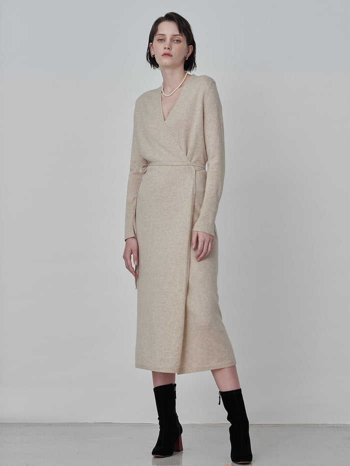 Maxi Wrap Dress_Oatmeal