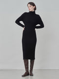 Rib Turtleneck Maxi Dress_Black