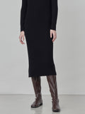 Rib Turtleneck Maxi Dress_Black
