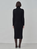 Rib Turtleneck Maxi Dress_Black