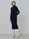 Rib Turtleneck Maxi Dress_Navy