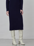 Rib Turtleneck Maxi Dress_Navy