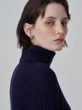 Rib Turtleneck Maxi Dress_Navy