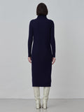 Rib Turtleneck Maxi Dress_Navy