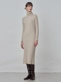 Rib Turtleneck Maxi Dress_Oatmeal