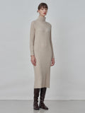 Rib Turtleneck Maxi Dress_Oatmeal