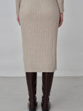 Rib Turtleneck Maxi Dress_Oatmeal