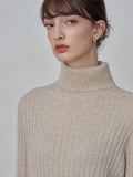 Rib Turtleneck Maxi Dress_Oatmeal