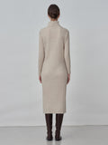 Rib Turtleneck Maxi Dress_Oatmeal