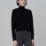 Simple High Neck Sweater_Black