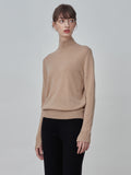 Simple High Neck Sweater_Camel